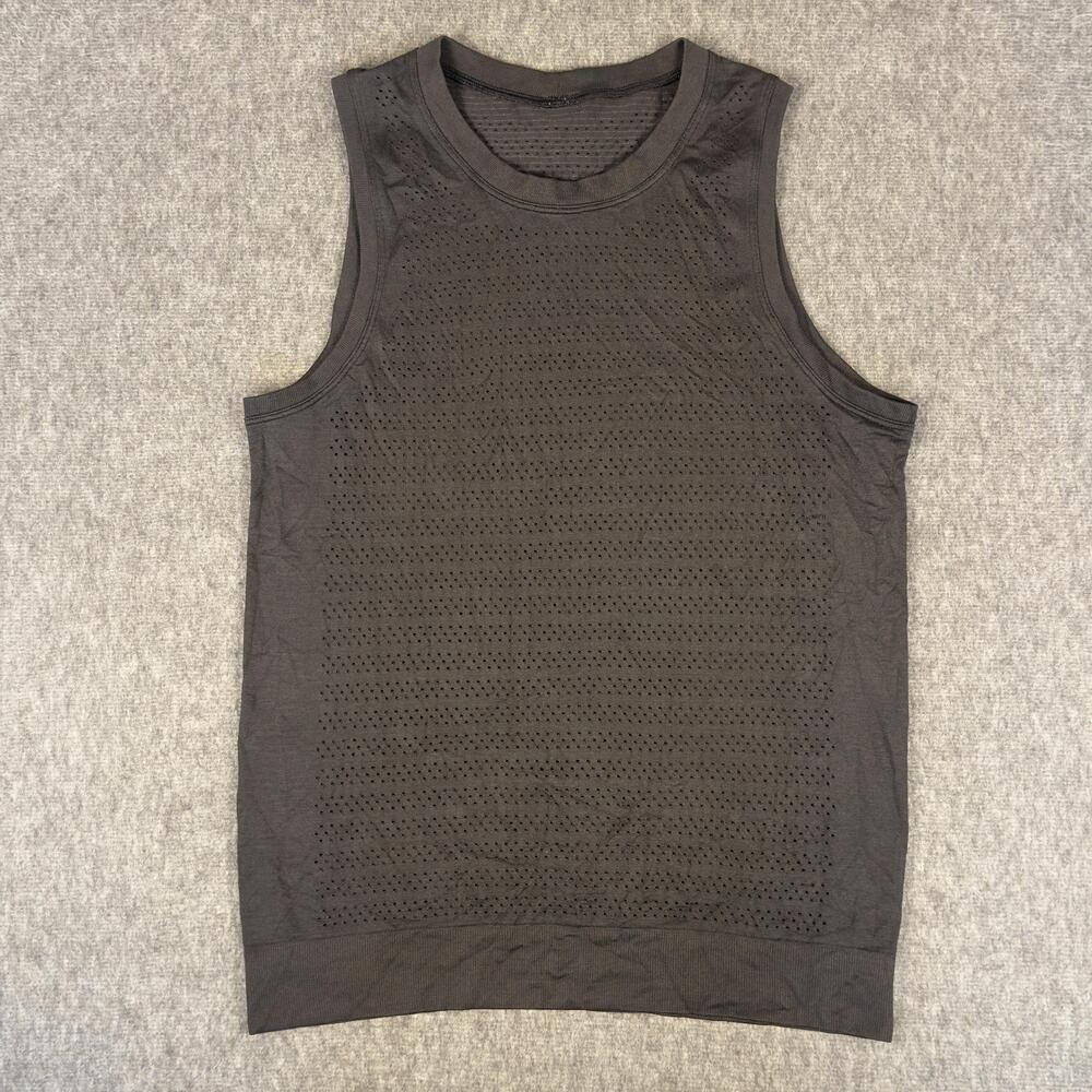Lululemon Tank Top Mens Small Gray Sleeveless Mesh Performance Athletic Running